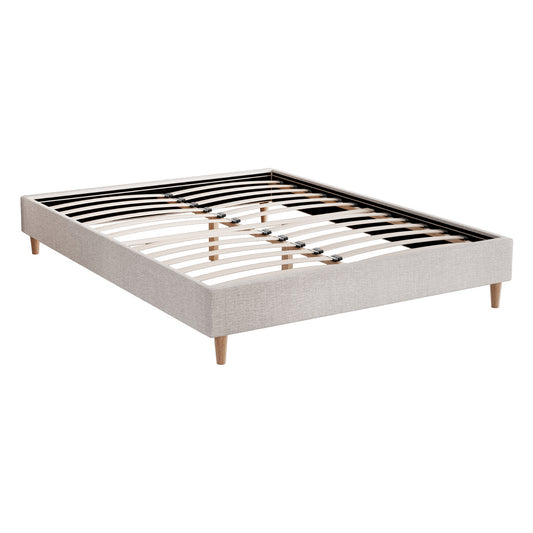 Zora Upholstered Bed Frame — Double, Beige
