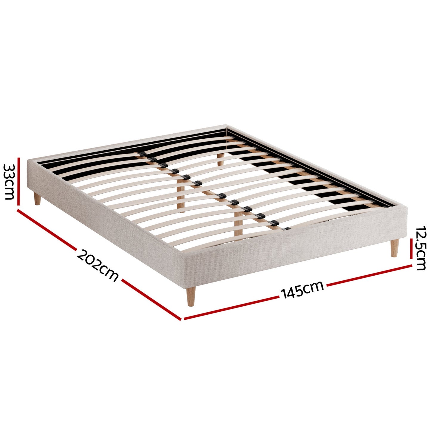 Zora Upholstered Bed Frame — Double, Beige