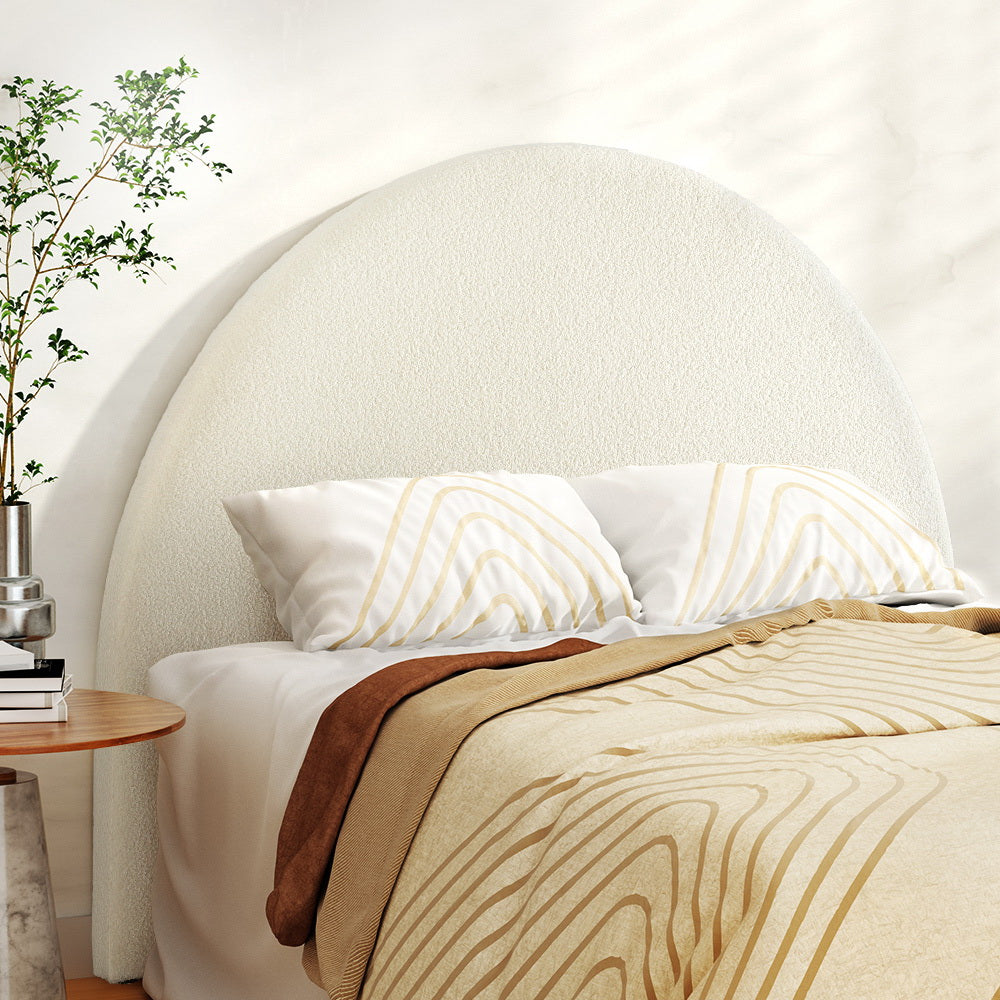 Grei Arch Boucle Headboard — Double, White