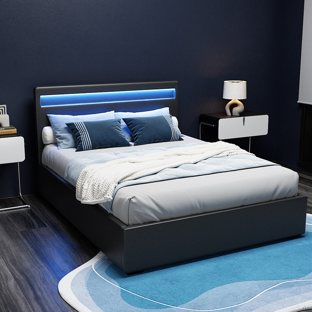 Cole LED Gas Lift Bed Frame — Double, Black