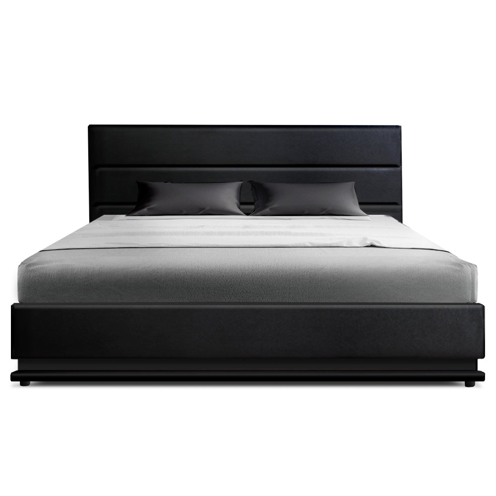 Lumi LED Gas Lift Bed Frame — Double, Black