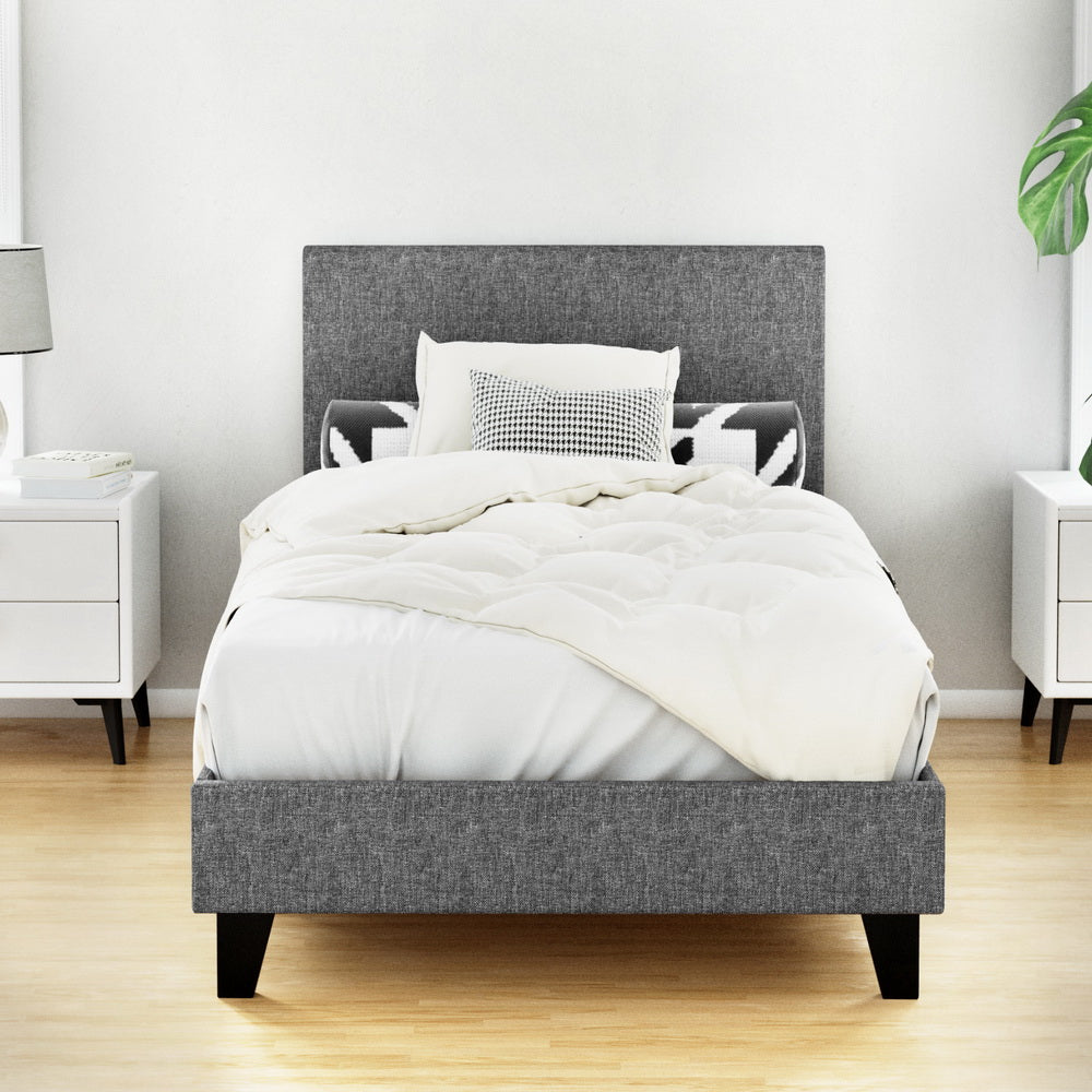 Neo Upholstered Bed Frame — Single, Grey
