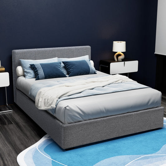 Artiss Nino Gas Lift Bed Frame — Double Storage Base, Grey