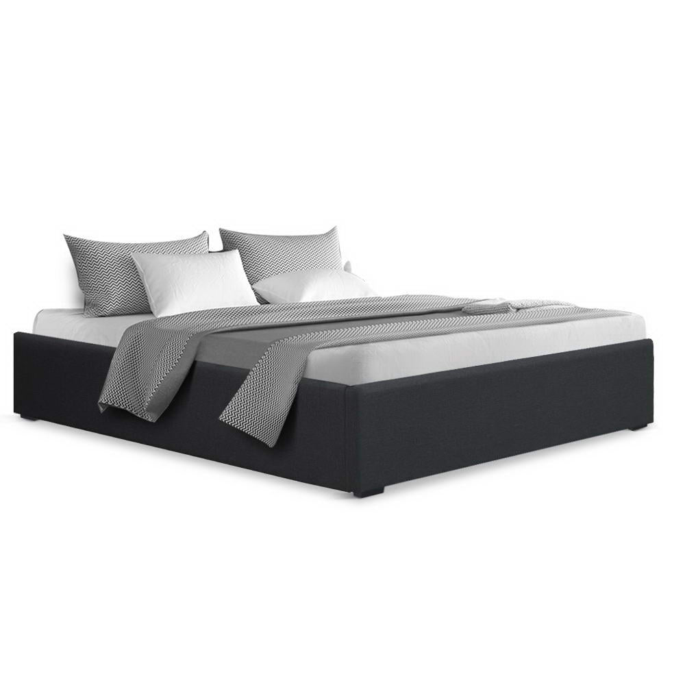Artiss Toki Gas Lift Bed Frame — Double with Under-Bed Storage, Charcoal