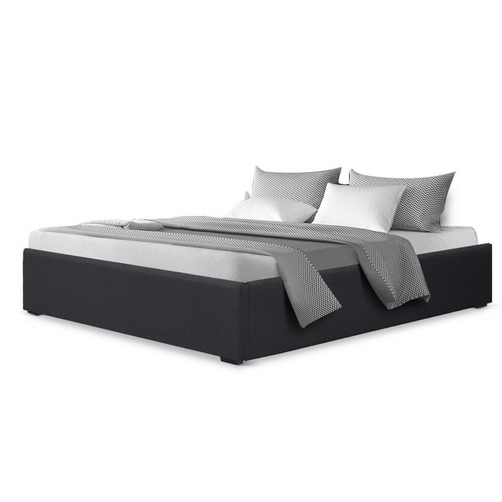 Artiss Toki Gas Lift Bed Frame — Double with Under-Bed Storage, Charcoal