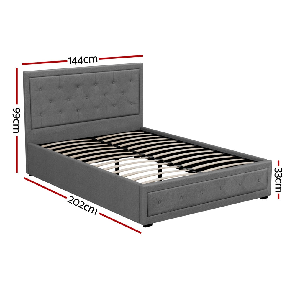 Tiyo Gas Lift Bed Frame — Double, Grey