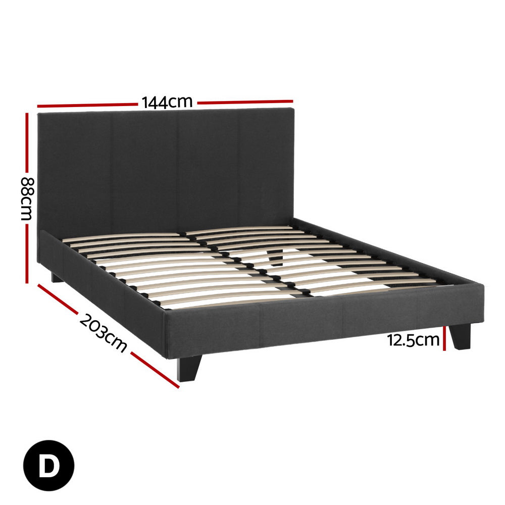Neo Metal Bed Frame — Double, Charcoal