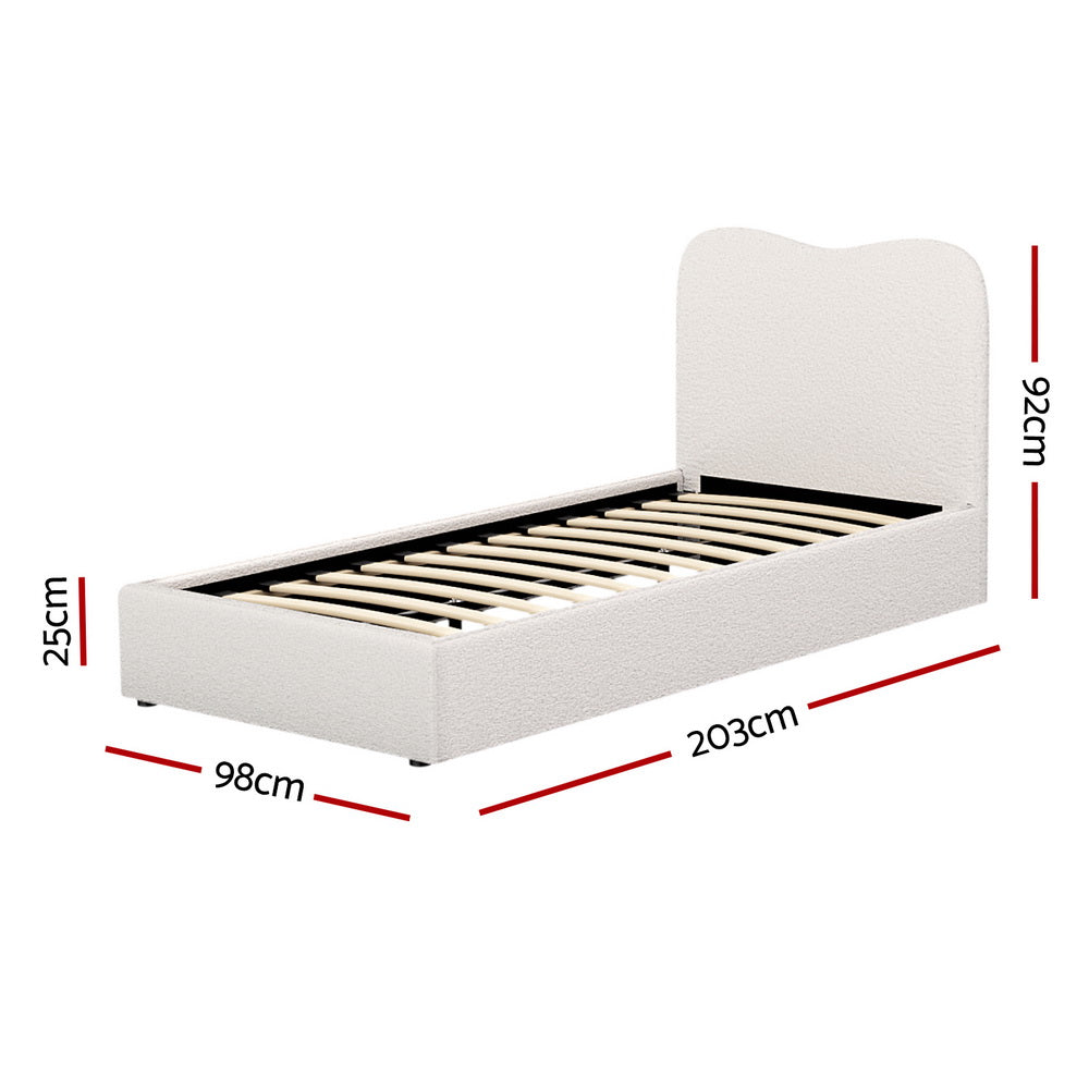 Dara Boucle Upholstered Bed Frame — Single