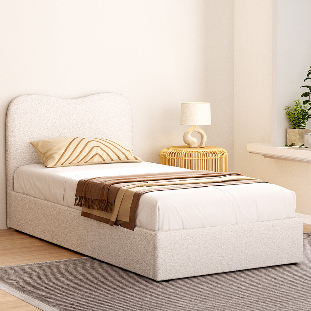 Dara Boucle Upholstered Bed Frame — Single