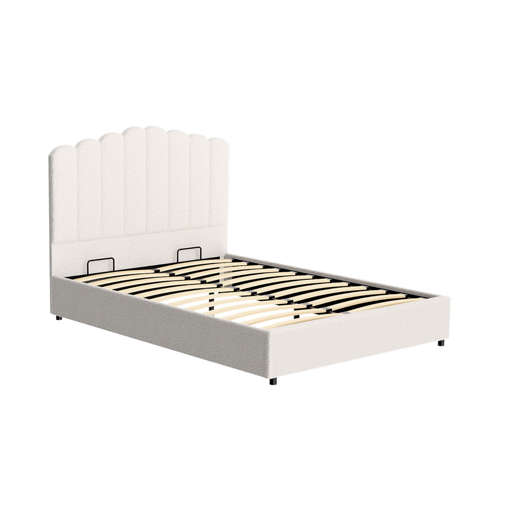 Fion Boucle Gas Lift Bed Frame — Double