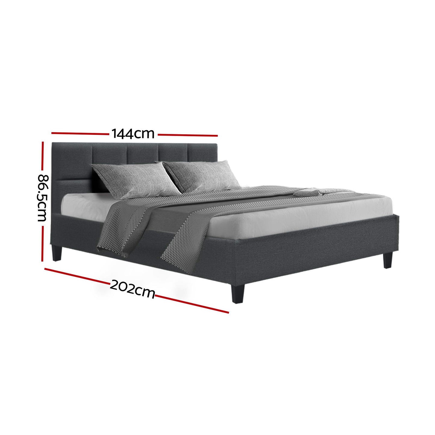 Tino Metal Bed Frame — Double, Charcoal