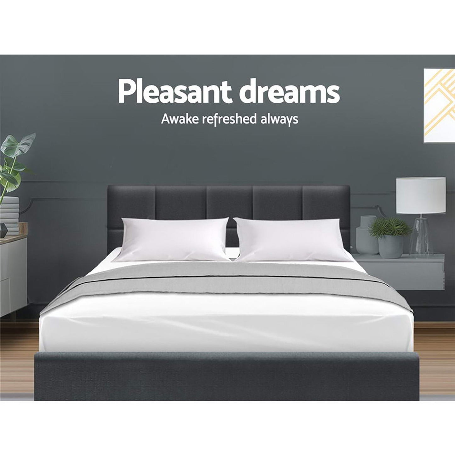 Tino Metal Bed Frame — Double, Charcoal