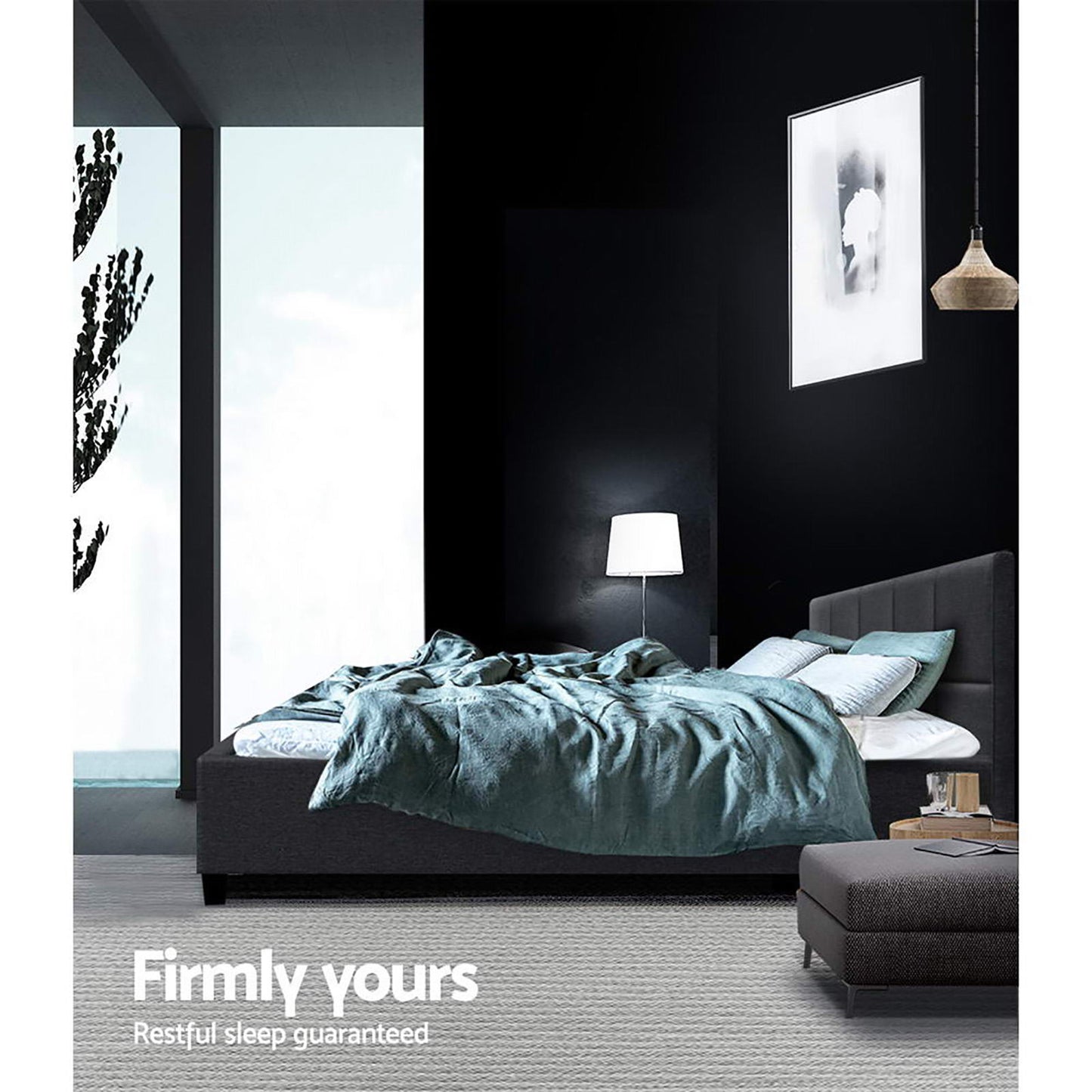 Tino Metal Bed Frame — Double, Charcoal