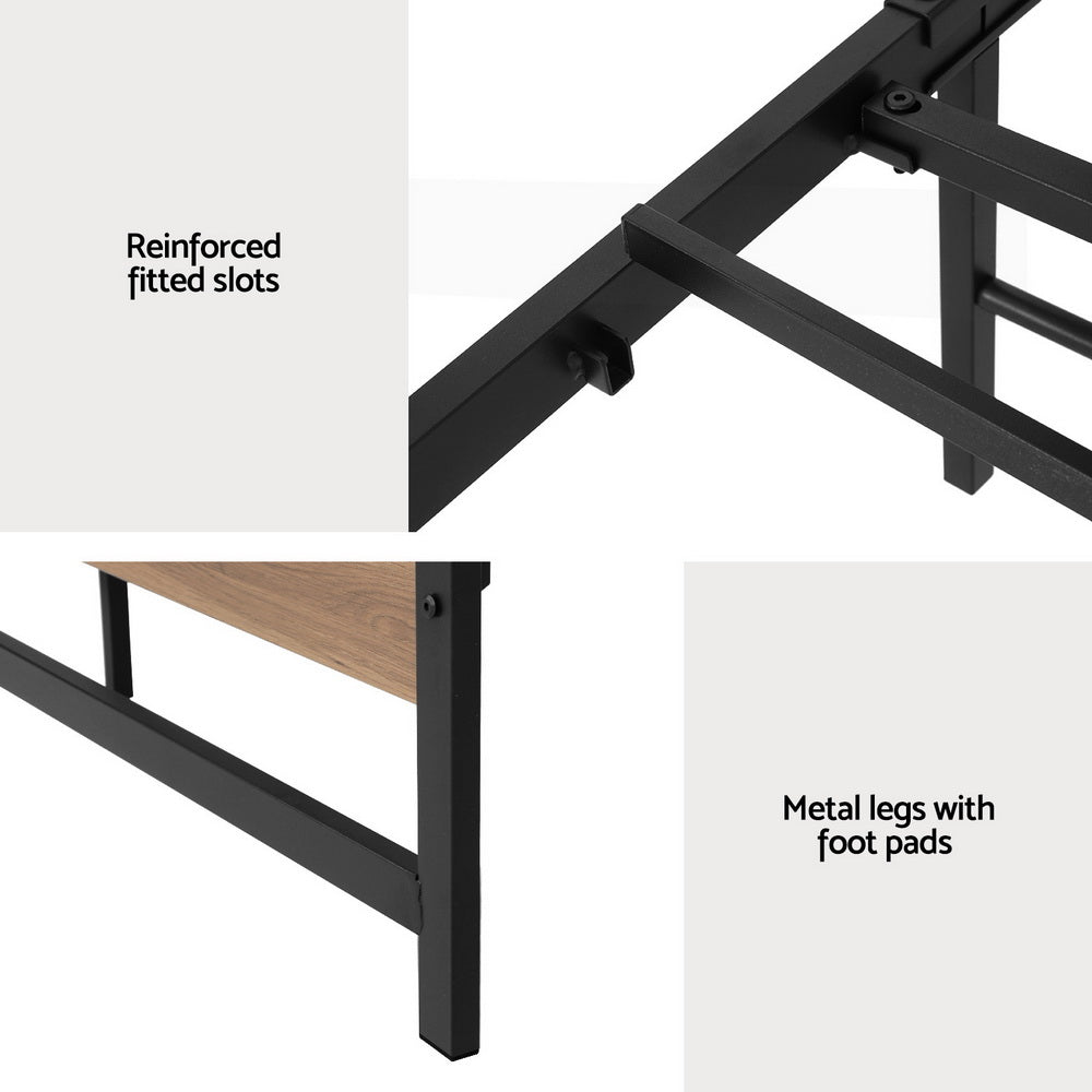Artiss Drew Industrial Metal Bed Frame — Double Platform Base, Black