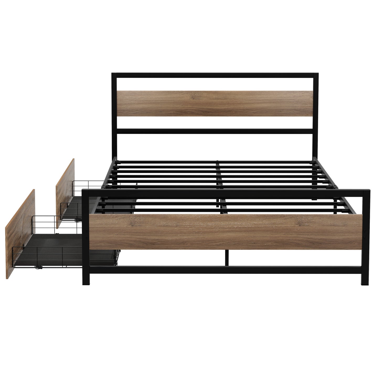 Drew Metal Bed Frame with Storage Drawers — Double