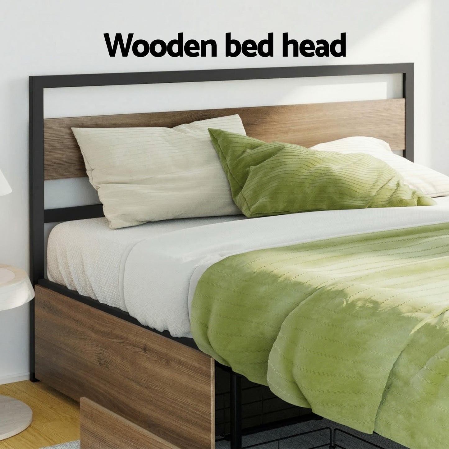 Drew Metal Bed Frame with Storage Drawers — Double