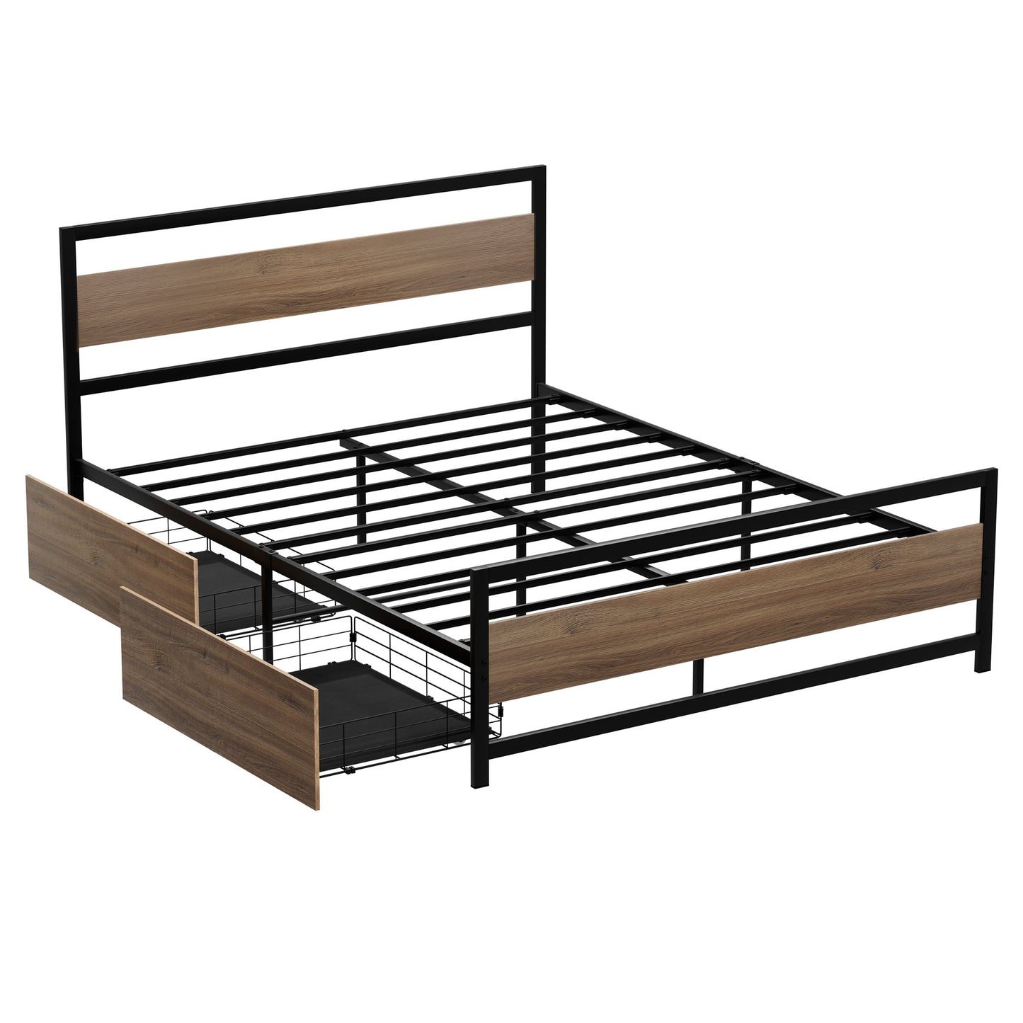 Drew Metal Bed Frame with Storage Drawers — Double