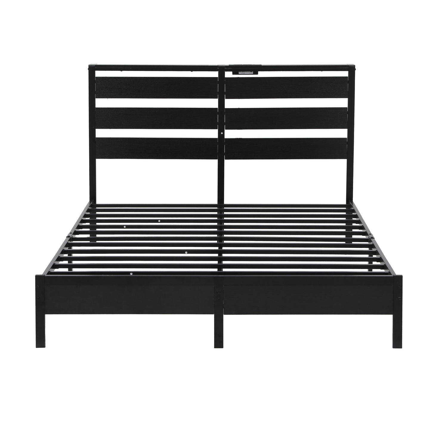 Por LED Metal Bed Frame with Charging Station — Double