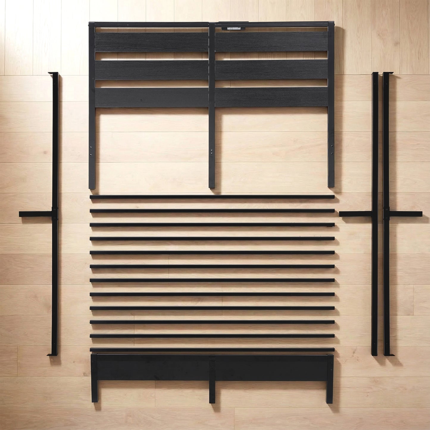 Por LED Metal Bed Frame with Charging Station — Double