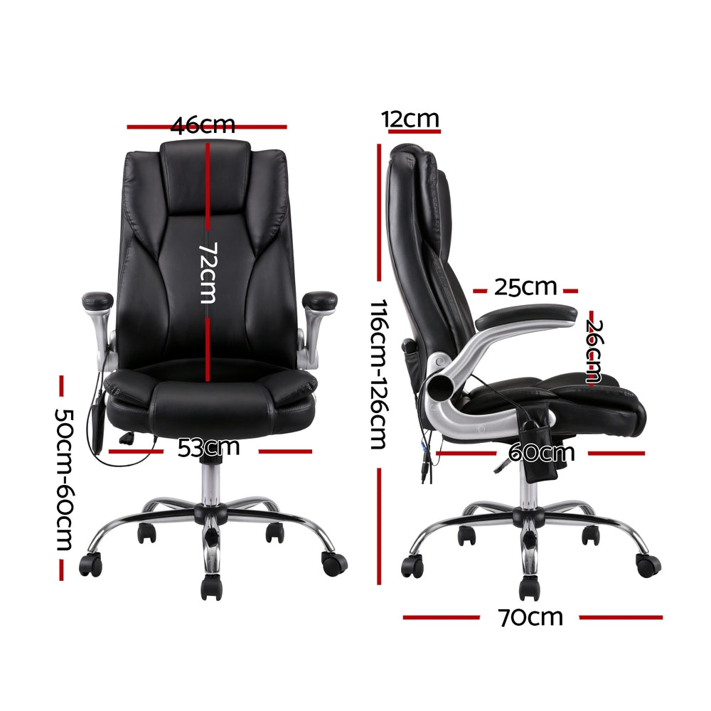 Artiss 8-Point Massage Office Chair — PU Leather Black