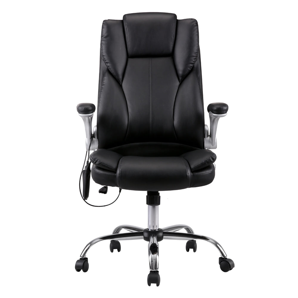 Artiss 8-Point Massage Office Chair — PU Leather Black