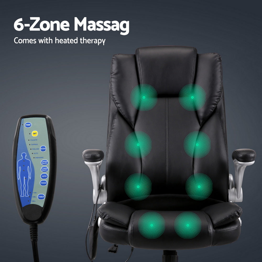 Artiss 8-Point Massage Office Chair — PU Leather Black