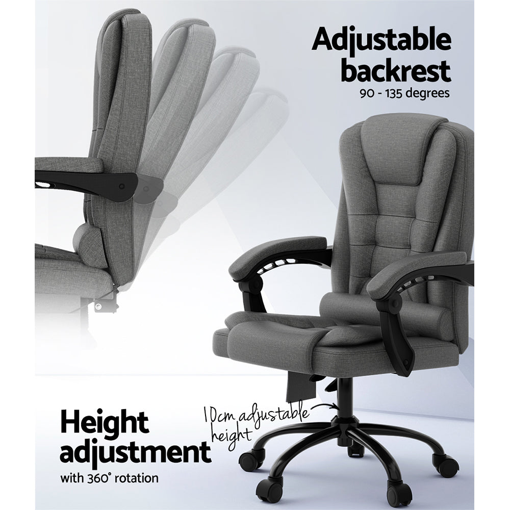 Artiss 2-Point Massage Office Chair — Fabric Black