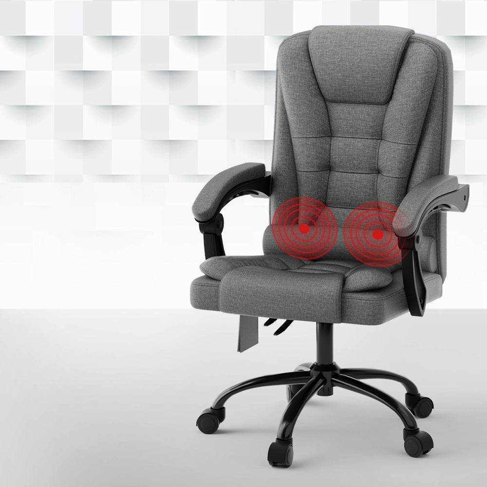 Artiss 2-Point Massage Office Chair — Fabric Black