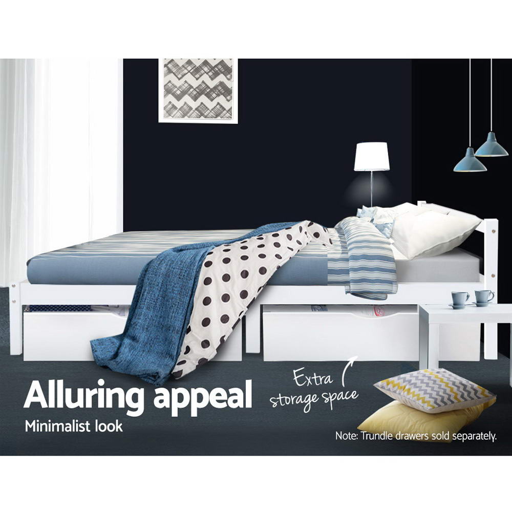 Lexi Pine Bed Frame — Single, White