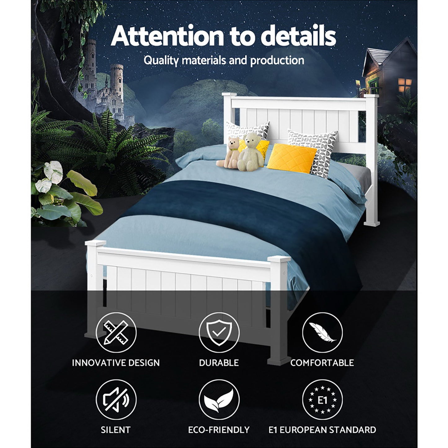 Rio Timber Bed Frame — Single, White