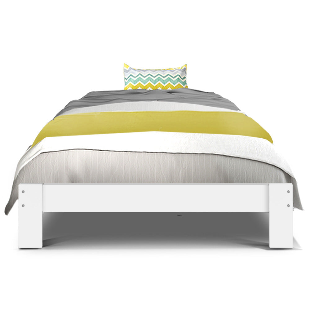 Jade Pine Bed Frame — Single, White