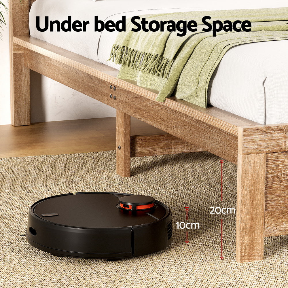 Oatmeal Acacia Wood Bed Frame — Double