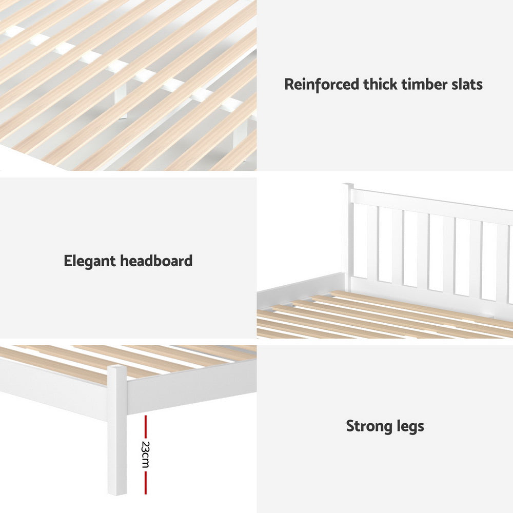 Sofie Timber Bed Frame with Storage Drawers — Single, White