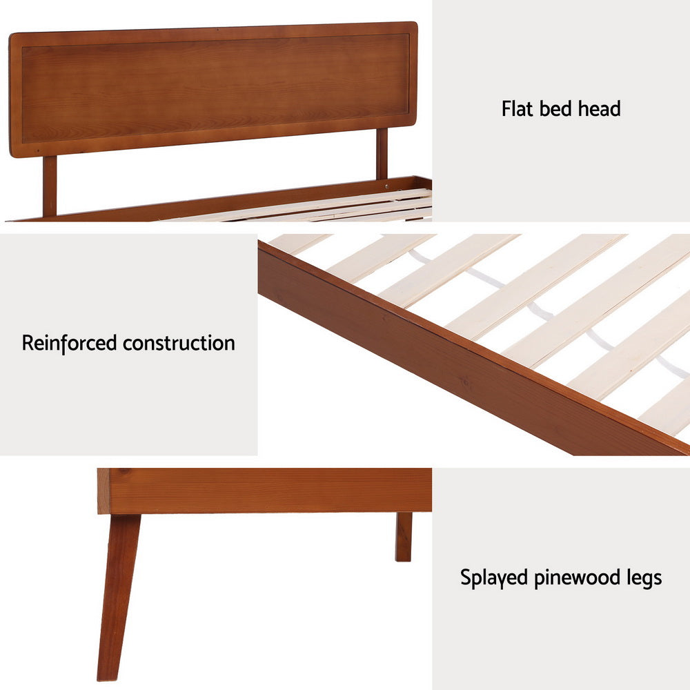 Splay Walnut Pine Bed Frame — Single