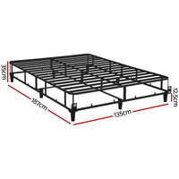 Artiss Mason Metal Bed Frame — Double with Sturdy Slats, Grey