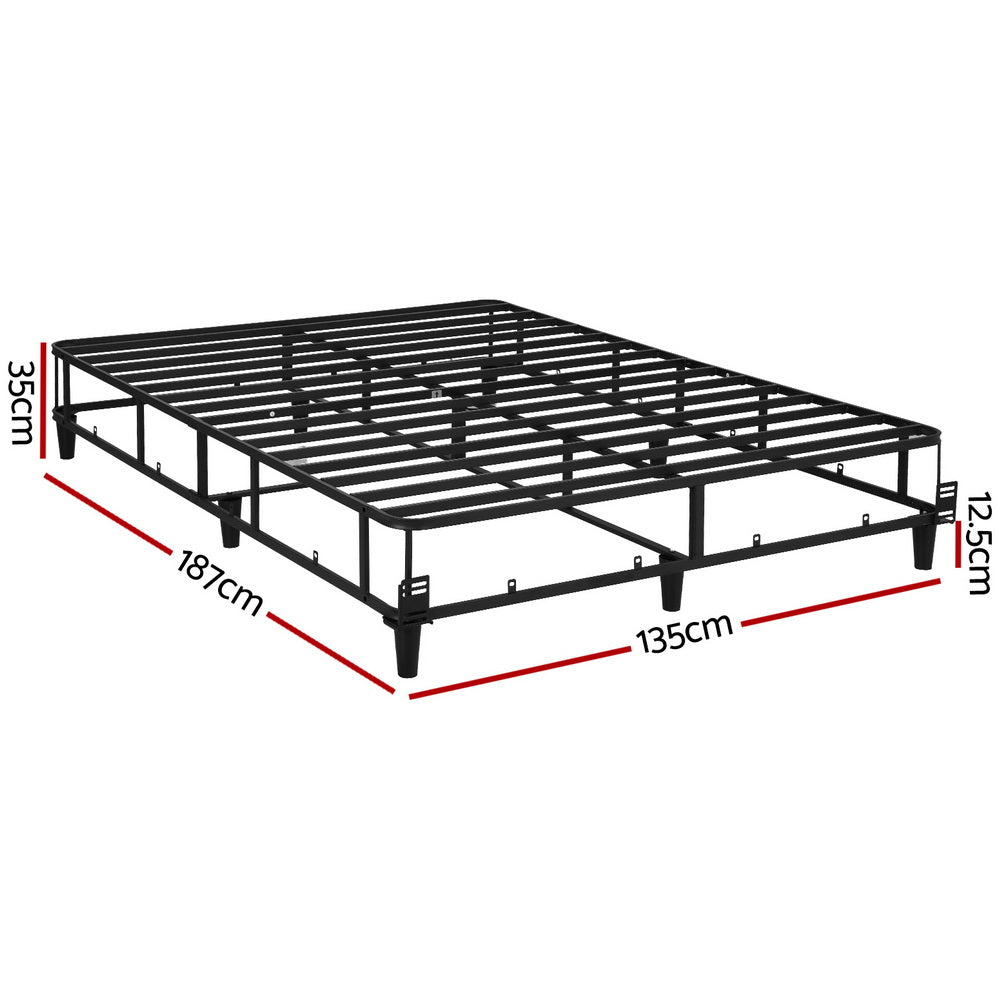 Artiss Mason Metal Bed Frame — Double with Sturdy Slats, Grey