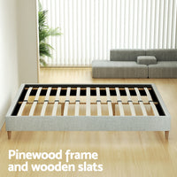 Zora Upholstered Bed Frame — Double, Beige