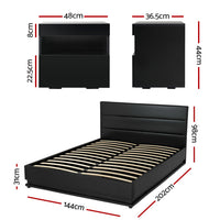 Artiss RGB LED Double Bed Frame with Beside Table Set 16 Colour Mood Lighting