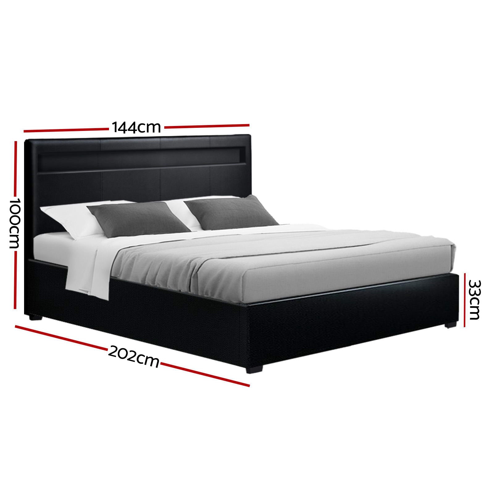 Cole LED Gas Lift Bed Frame — Double, Black