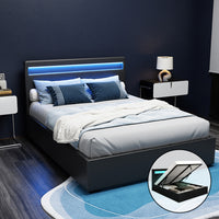 Cole LED Gas Lift Bed Frame — Double, Black