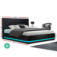 Lumi LED Gas Lift Bed Frame — Double, Black