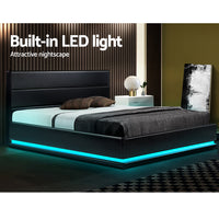 Lumi LED Gas Lift Bed Frame — Double, Black