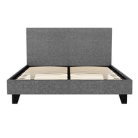 Artiss Neo Bed Frame — Double Faux Linen Platform Base, Grey