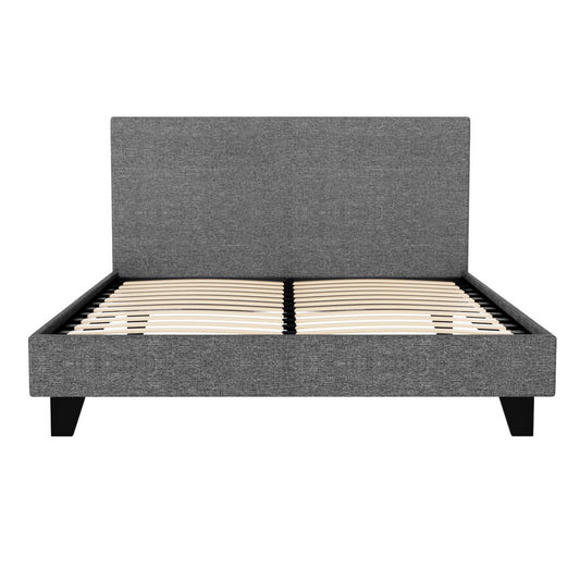 Artiss Neo Bed Frame — Double Faux Linen Platform Base, Grey