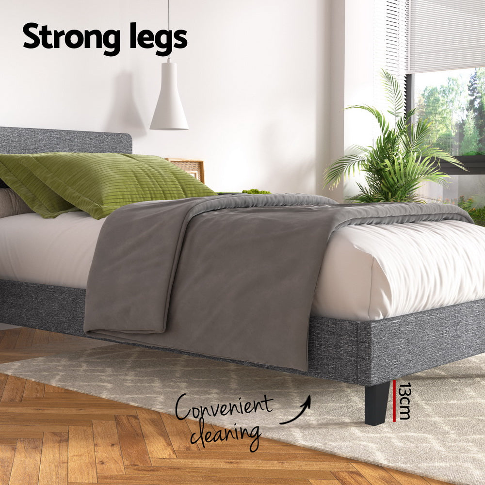 Neo Upholstered Bed Frame — Single, Grey