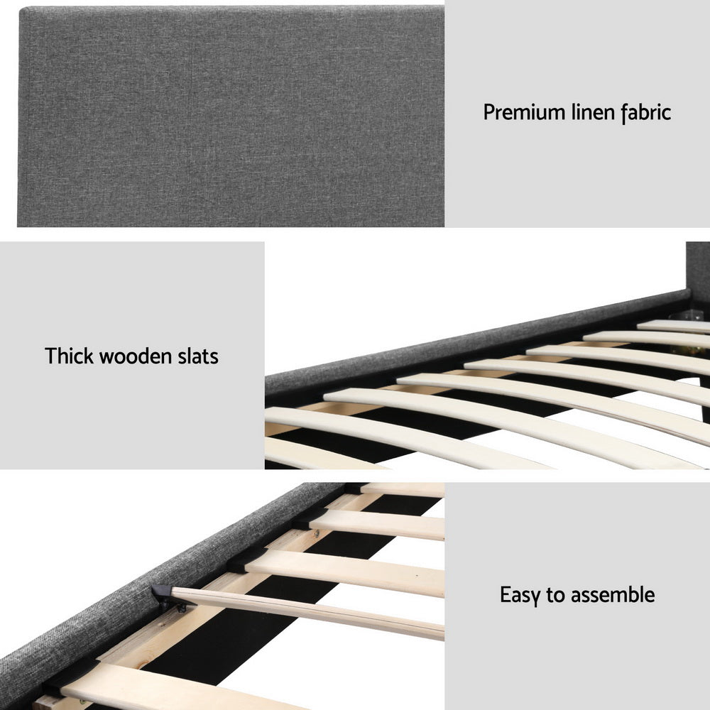 Neo Upholstered Bed Frame — Single, Grey