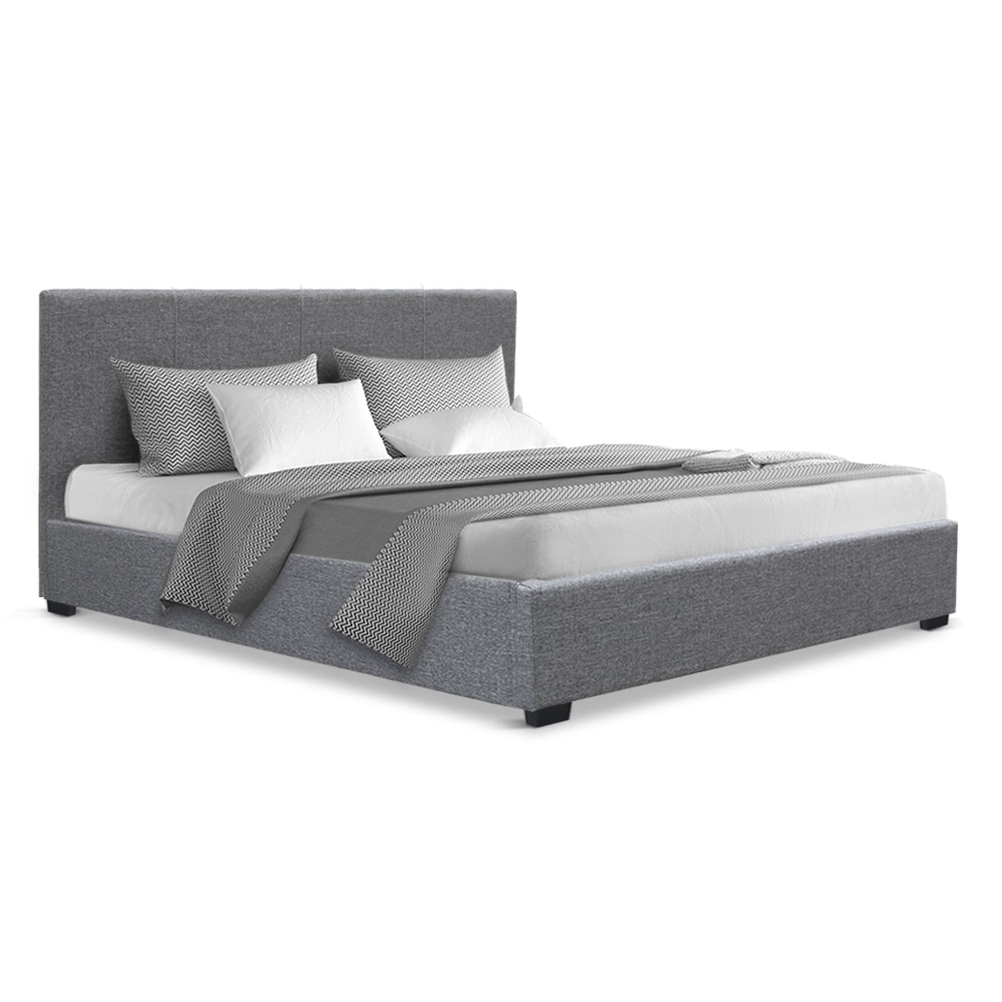 Artiss Nino Gas Lift Bed Frame — Double Storage Base, Grey