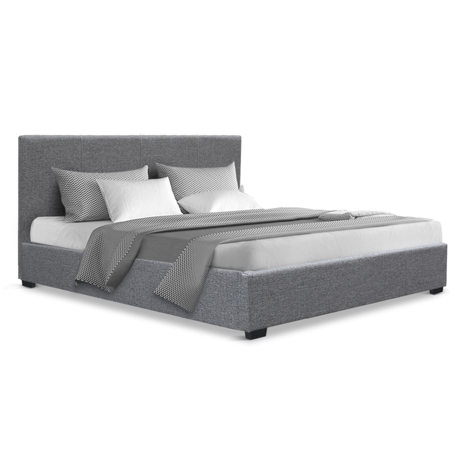 Artiss Nino Gas Lift Bed Frame — Double Storage Base, Grey