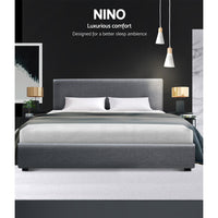 Artiss Nino Gas Lift Bed Frame — Double Storage Base, Grey
