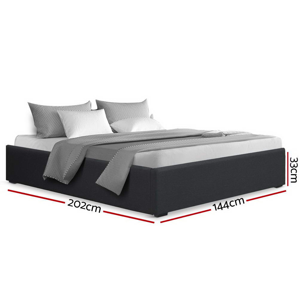 Artiss Toki Gas Lift Bed Frame — Double with Under-Bed Storage, Charcoal